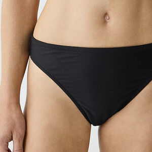 J. Crew Ribbed High-Rise Cheeky Bikini Bottom Size XXS Black BE808 NWT